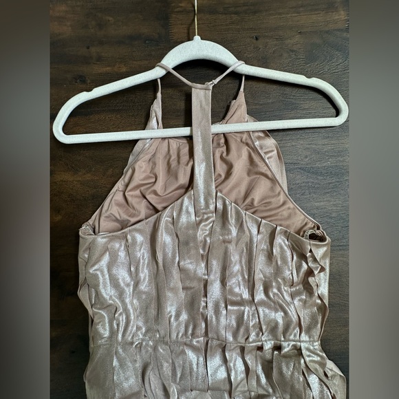 Halston Halter-neck Gold Mini Dress w/ Tags - Picture 2 of 7